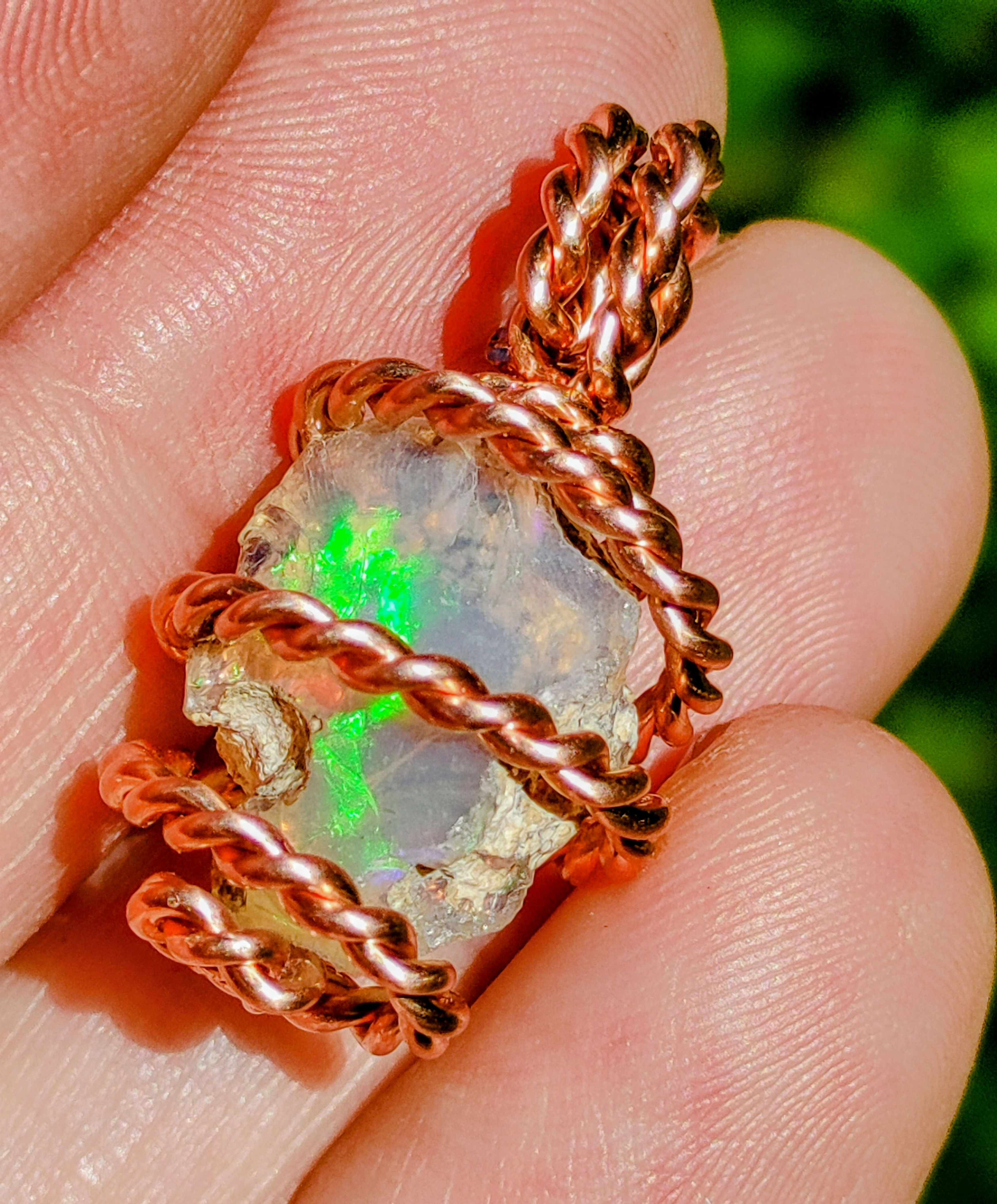 "Saa Akhu" Talisman: Ethiopian Opal Welo Gemstone Specimen Royal Cubit Copper