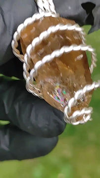 Thumbnail: Gaia Grounder Protection Amulet: AAA Natural Citrine/ Silver Copper Coil 