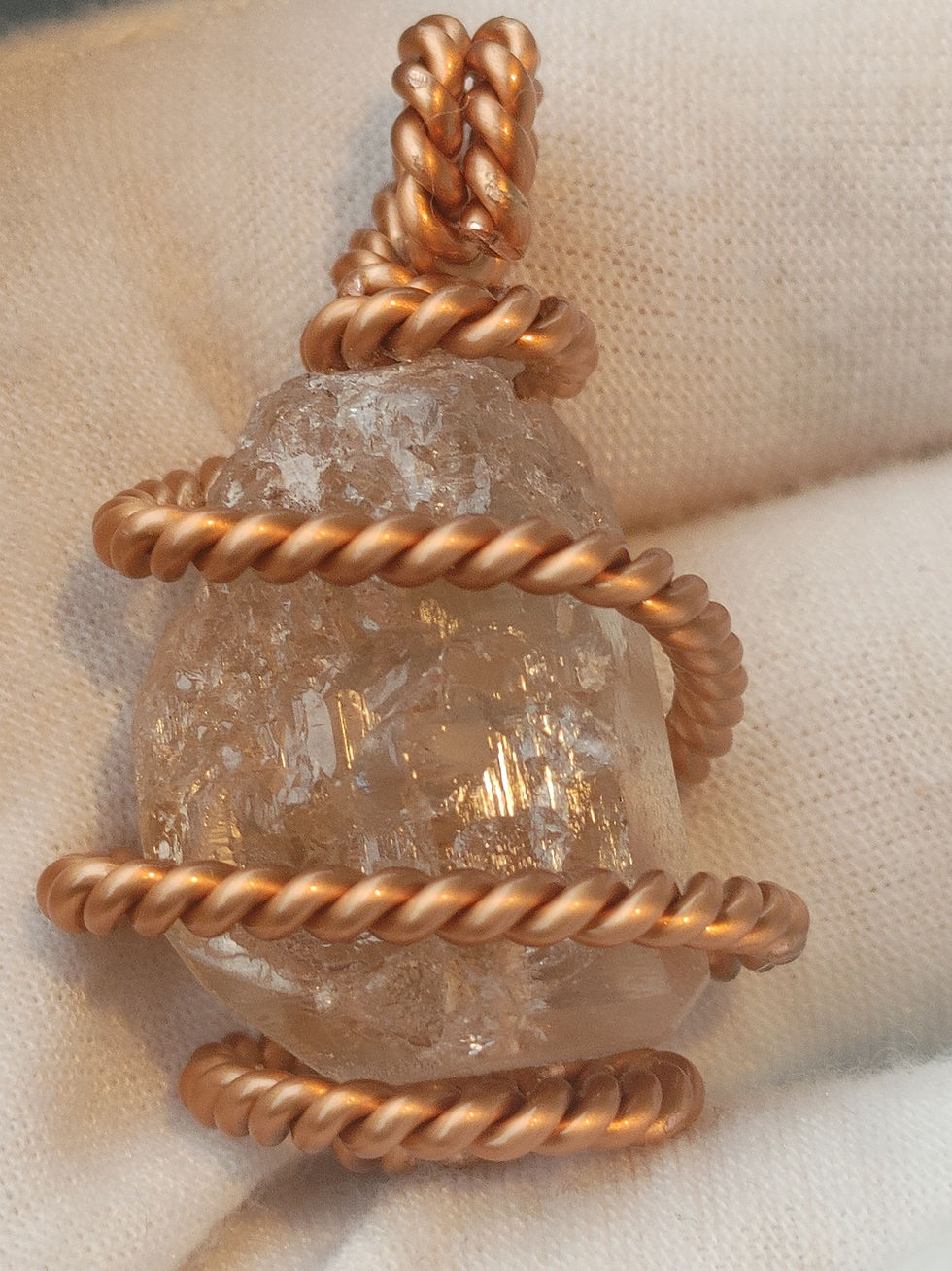 Thumbnail: Gaia Grounder Talisman: Natural Citrine Facet Grade Gemstone/ Royal Cubit Coil 