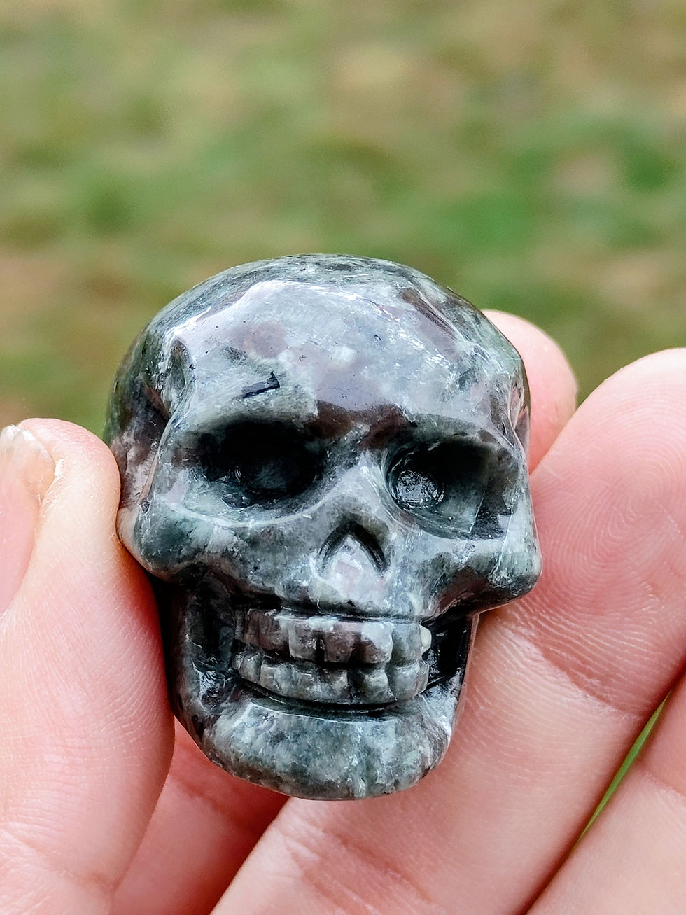 Thumbnail: Yooperlite Lava Stone Crystal Skull ( Dolmen Imprinted)