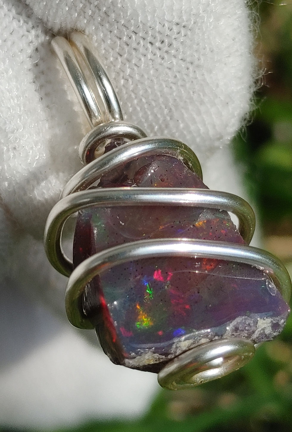 Thumbnail: Midnight Cosmic Rays Amulet Black Smoked Ethiopian Opal Natural Gemstone 