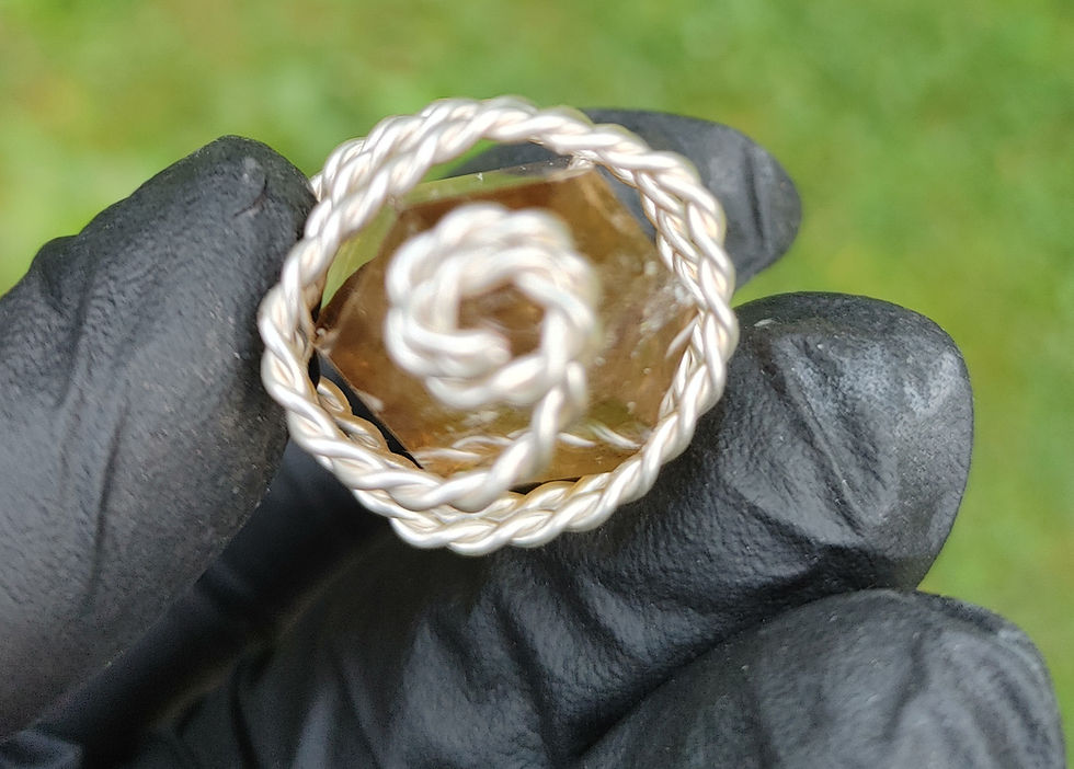 Thumbnail: Gaia Grounder Protection Amulet: AAA Natural Citrine/ Silver Copper Coil 