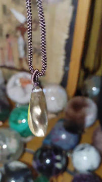Thumbnail: XXL Ghost Phantom Quartz Cabochon Gem Adjustable Necklace 