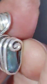 Thumbnail: Midnight Aurora Amulet: Black Opal Gemstone/ Silver Copper Coil 