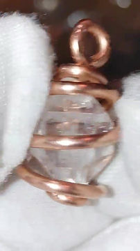 Thumbnail: Herkimer Diamond Quartz Heavy Gauge Copper Coil Amulet 