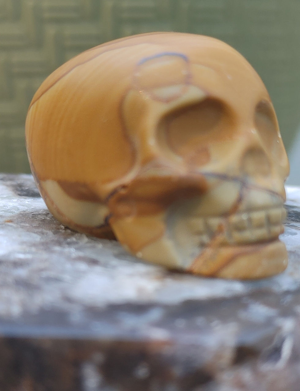 Thumbnail: Yellow/ Brown Jasper Mini Elongated Crystal Skull Reiki Healer (Dolmen Imprint)