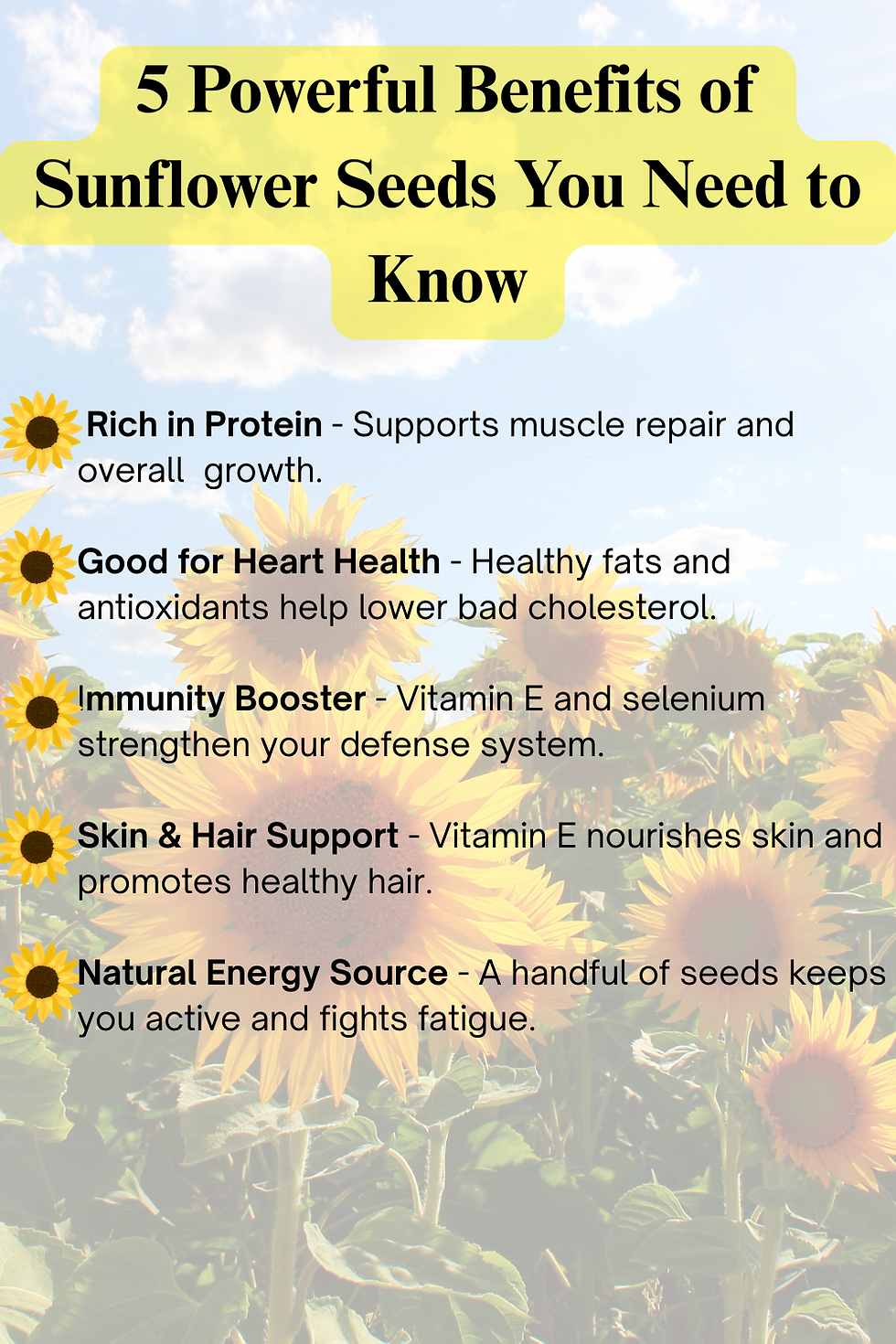 🌻 Sunflower Seeds: Tiny Superfoods with Big Benefits