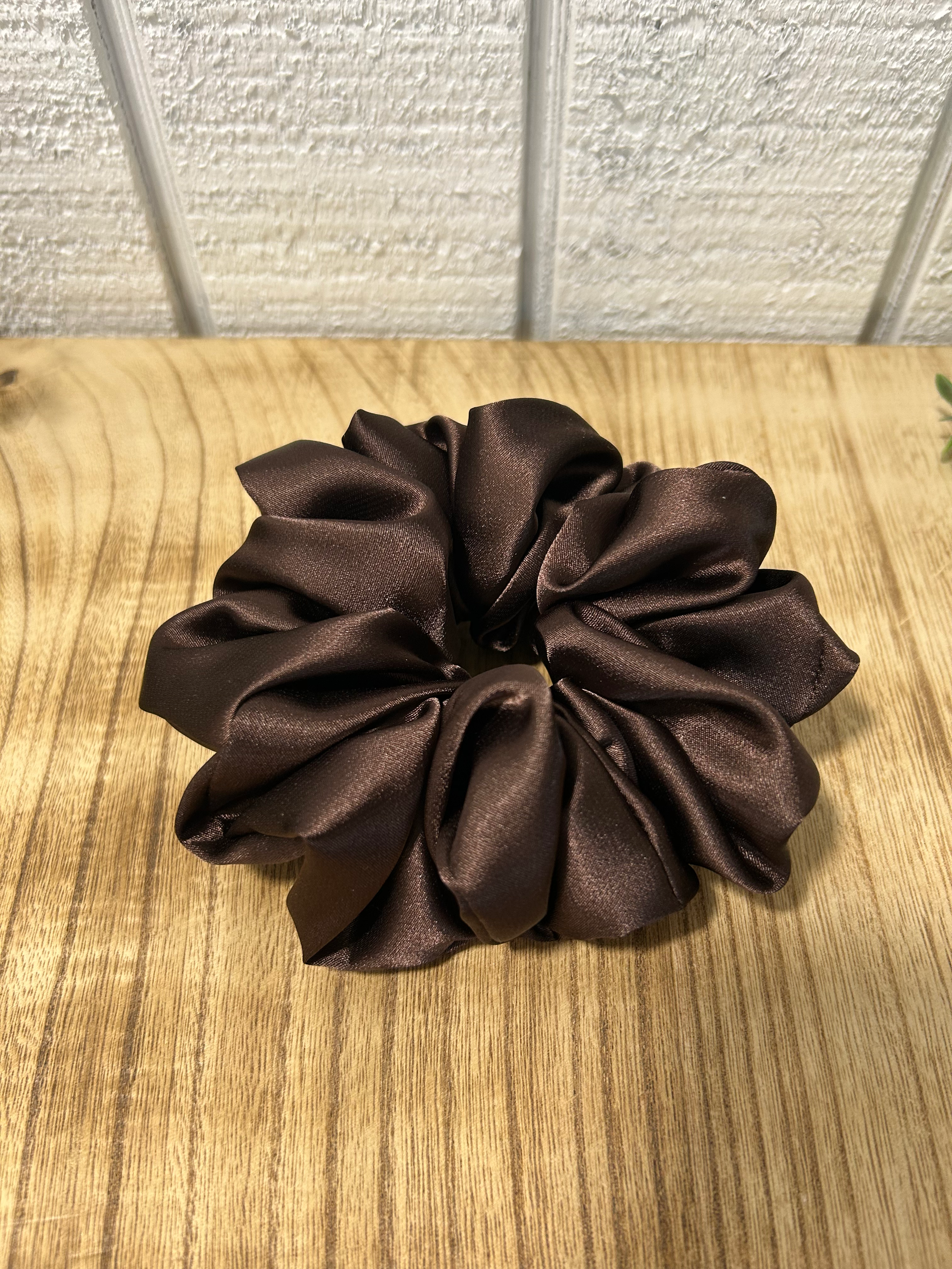 Chocolate Satin Scrunchie