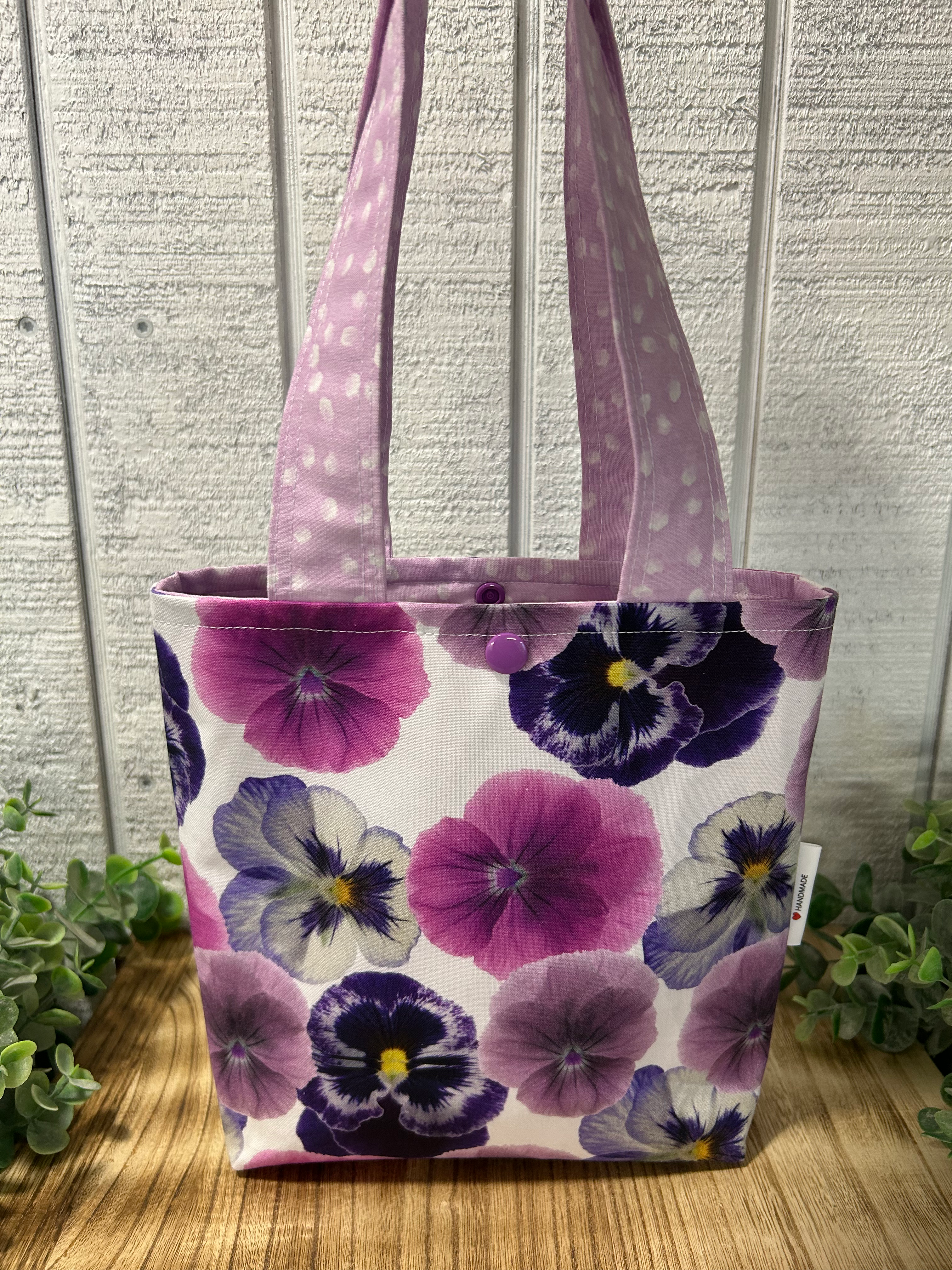 Purple Pansy Mini Tote