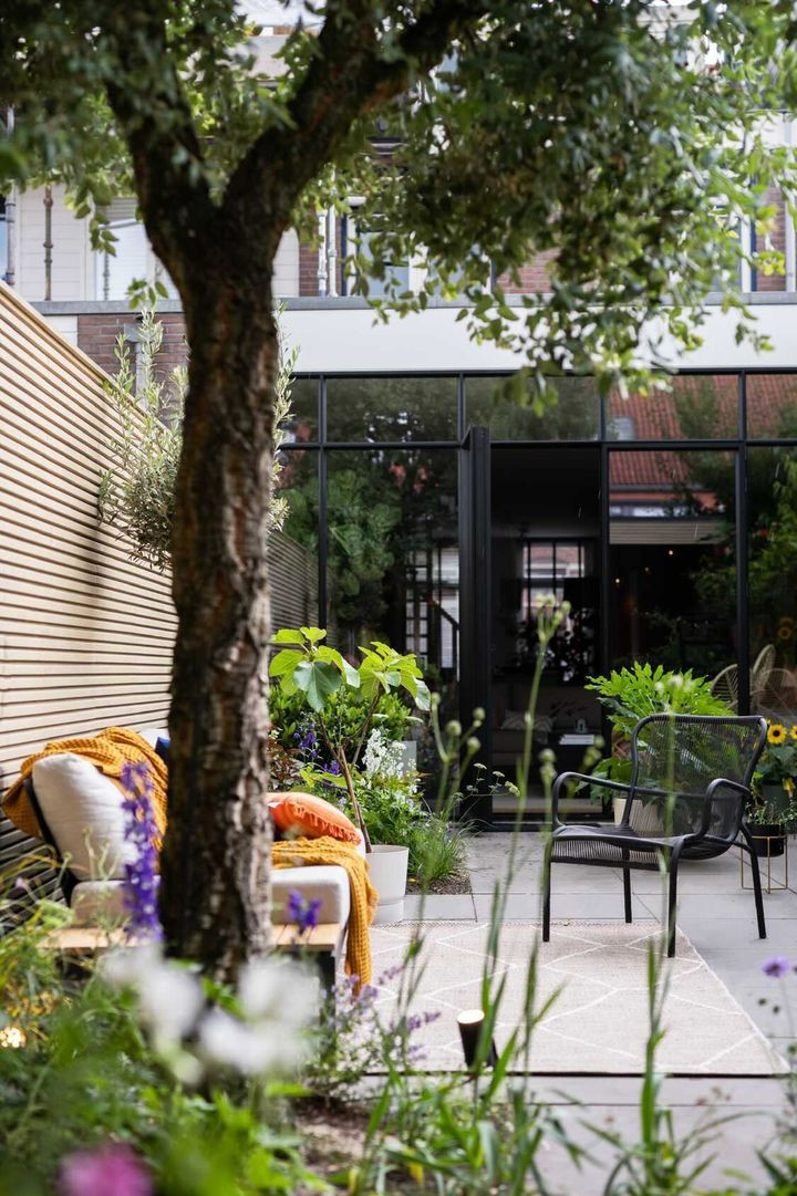 De tuin van Ons Haarlems Huisje in het eerste jaar, ecologische stadstuin, tuinontwerp rotterdam, tuinarchitect rotterdam, tuinontwerp laten maken, beplantingsplan laten maken, ecologische tuinarchitect