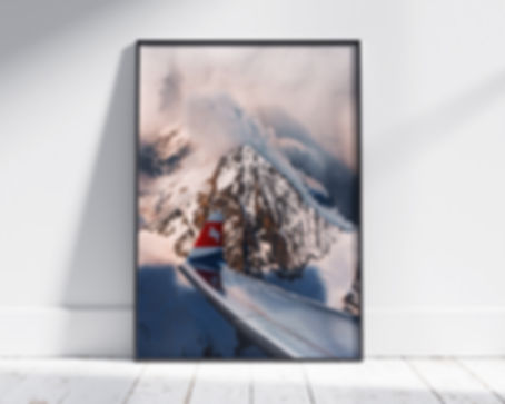 Swiss Airlines Alpen Poster Flugzeug Flügel