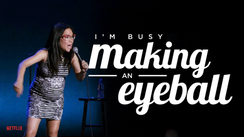 pregnant woman making an eyeball humor gif