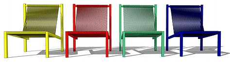 Modélisation 3d des fauteuils pour test des proportions et couleurs