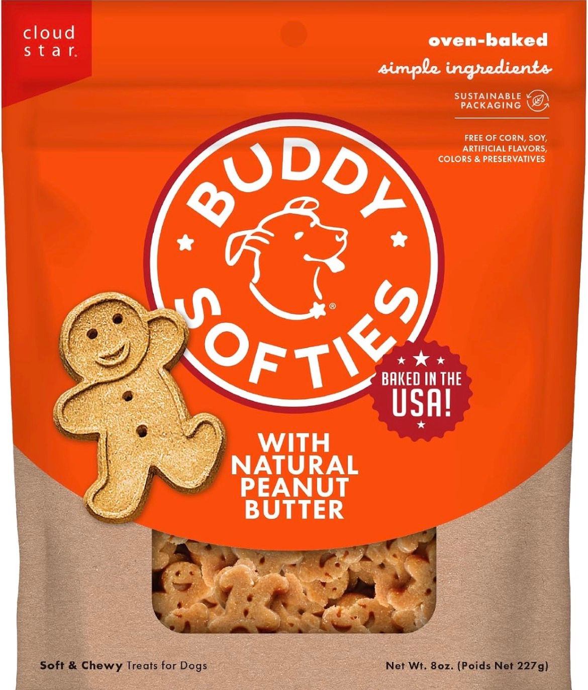 Buddy Biscuits 8 oz Bag of Softies Soft & Chewy Dog Treats, Peanut Butter