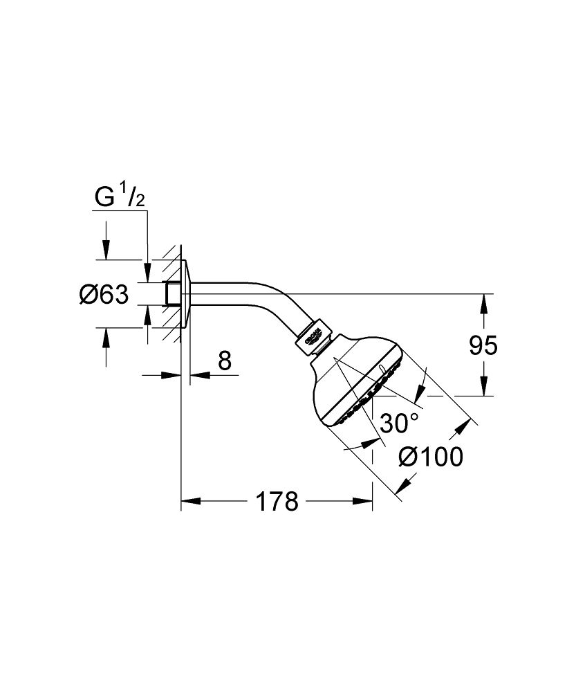 Thumbnail: Grohe Tempesta 100 Head shower set 3 sprays
