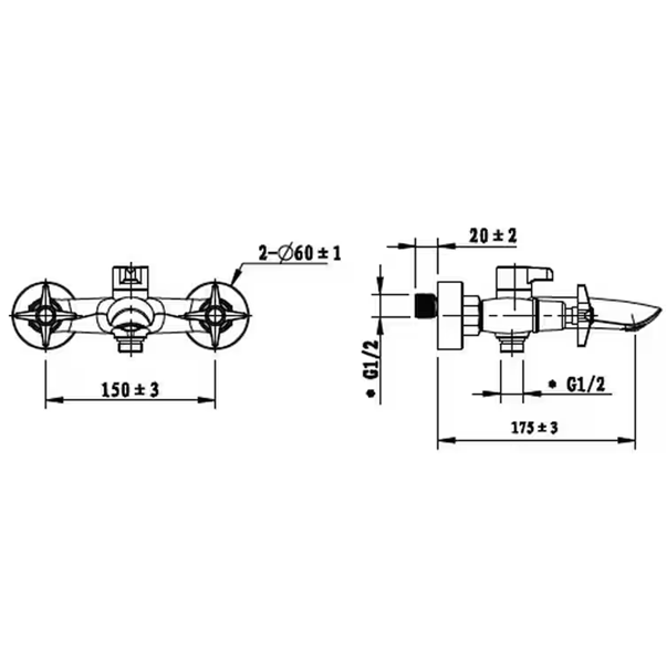 Thumbnail: Cobra Star Light Pattern Bath Diverter Mixer Wall Type 3/4 MI Chrome