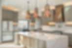 Modern kitchen island with light countertop