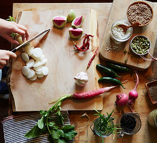 Escena de corte de verduras