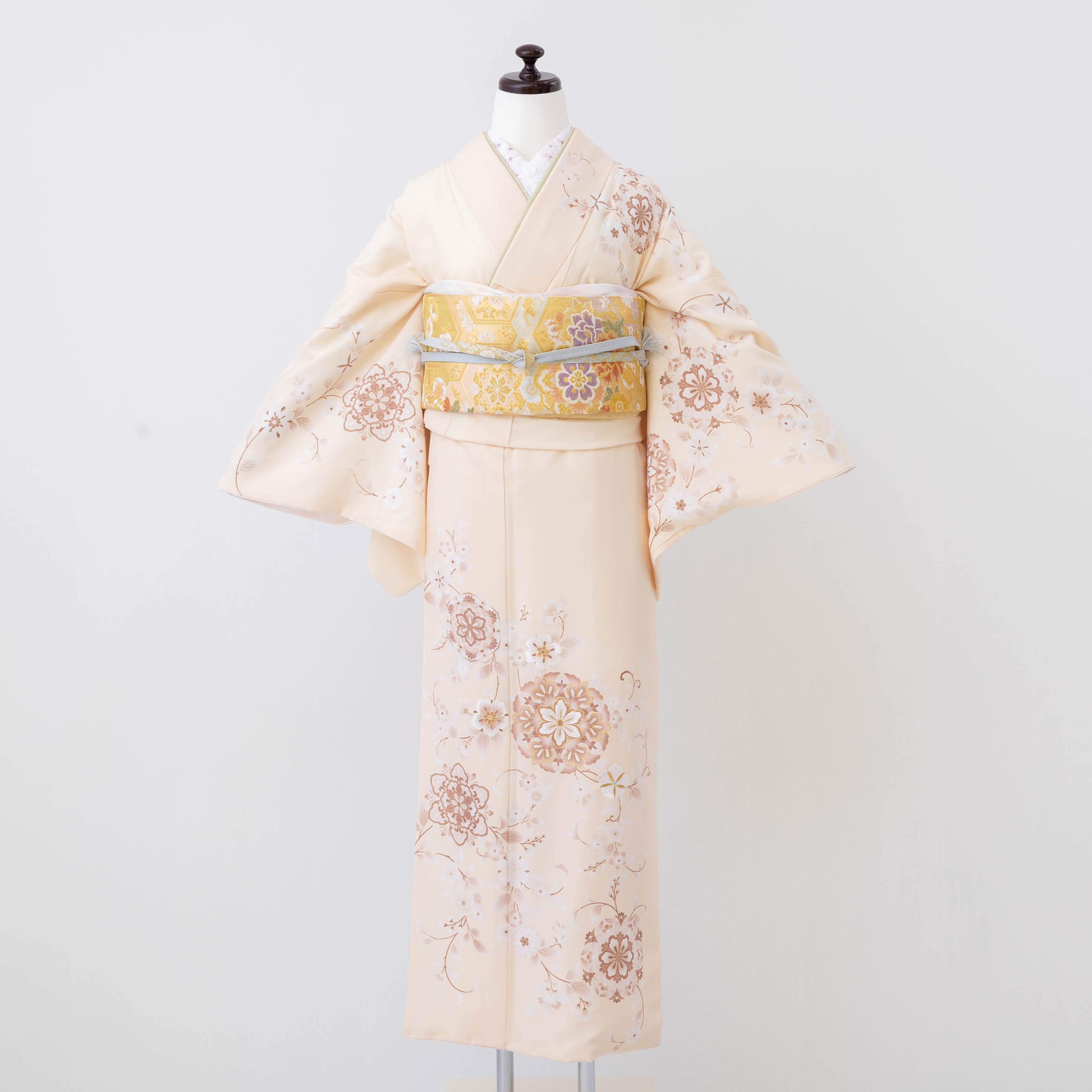 【H-021】クリーム花丸紋に刺繍