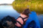 Camper holiday fun with the dogs on a canoe