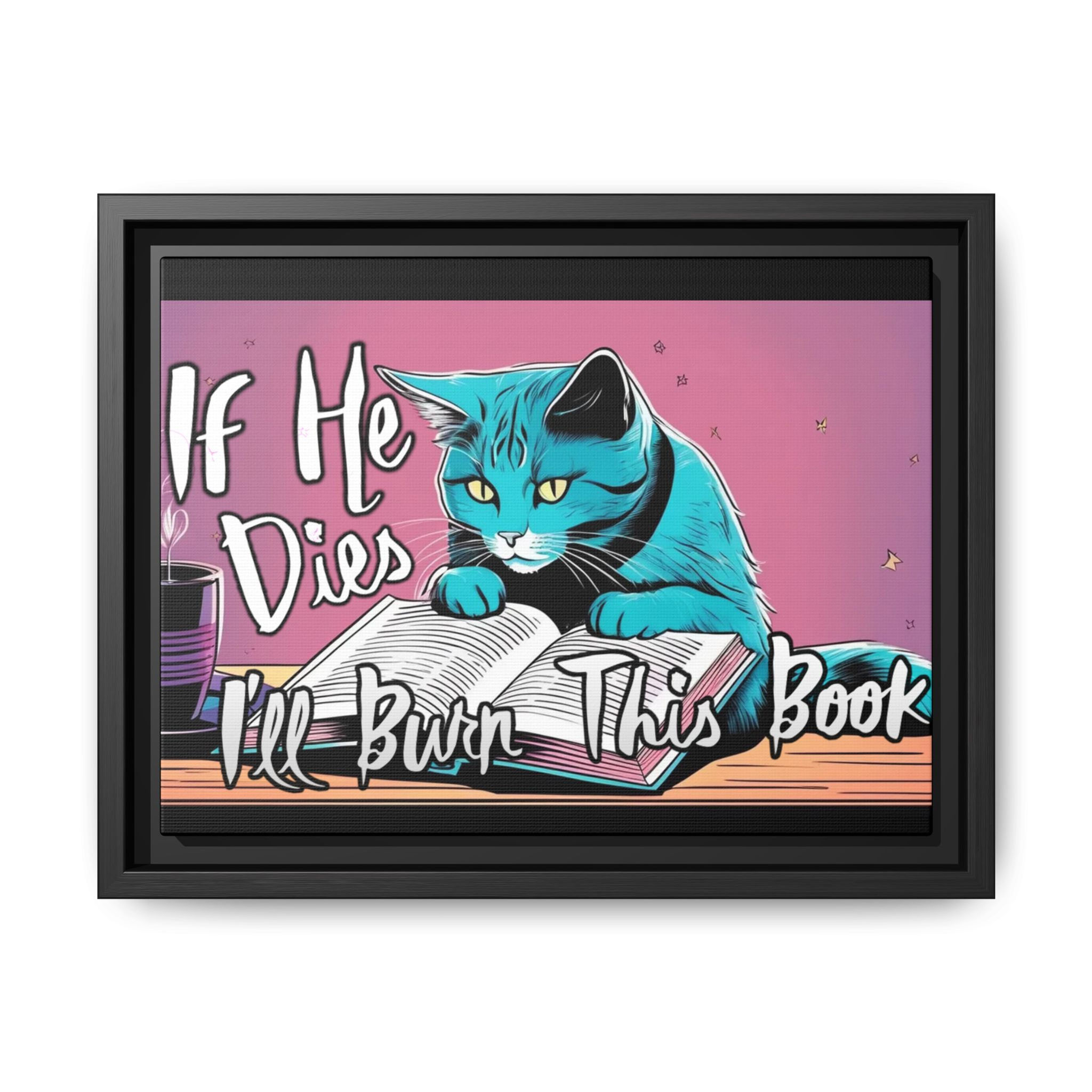 Funny Romance Novel Upset Cat CANVAS Book Readers Special 