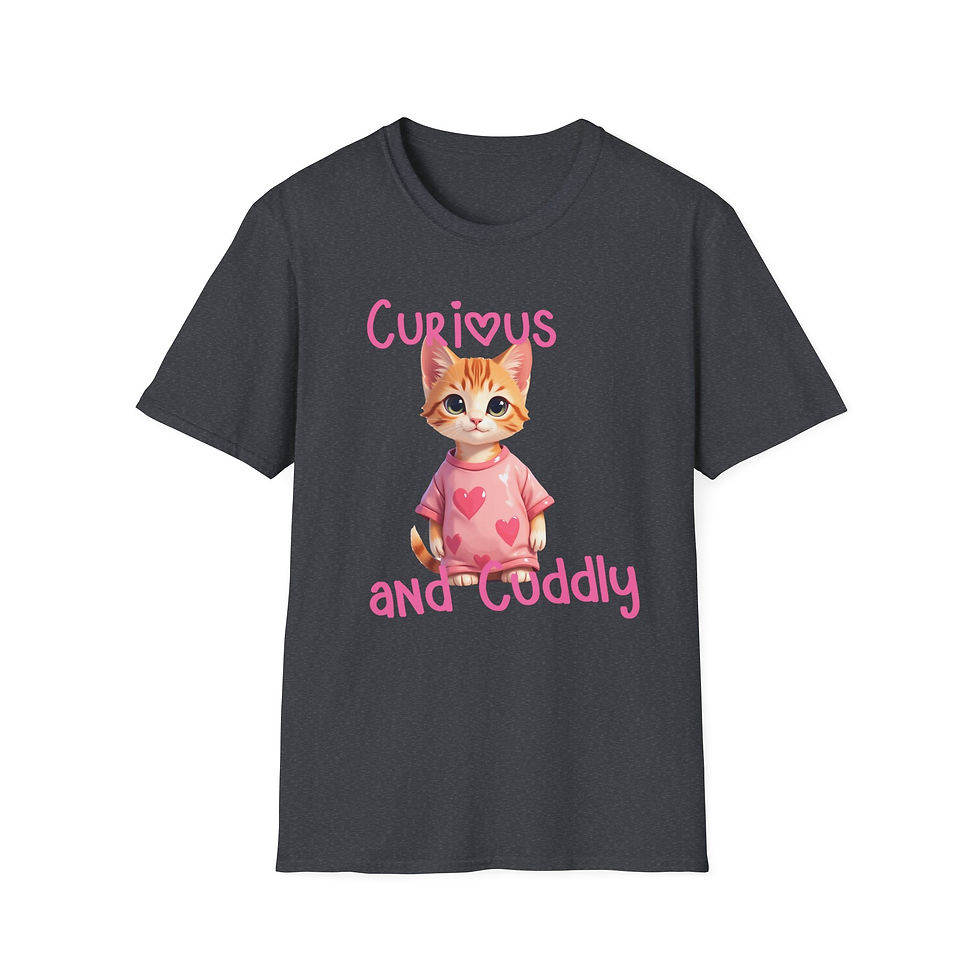 Thumbnail: Curious and Cuddly ADORABLE Cat T-Shirt for Cat Lovers or just cute people