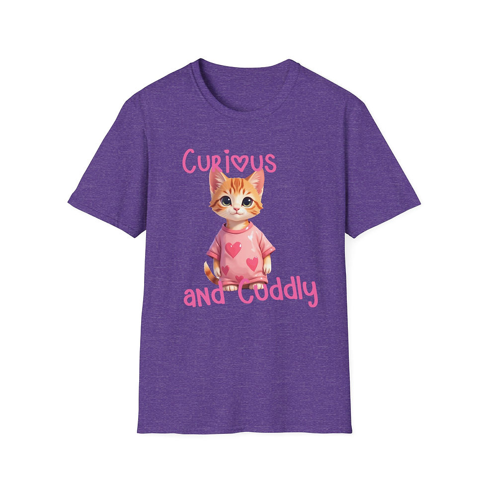 Thumbnail: Curious and Cuddly ADORABLE Cat T-Shirt for Cat Lovers or just cute people