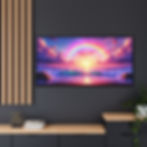 Thumbnail: Rainbow Sunset Beach Canvas Wall Art - Framed Multi-color Decor for Home