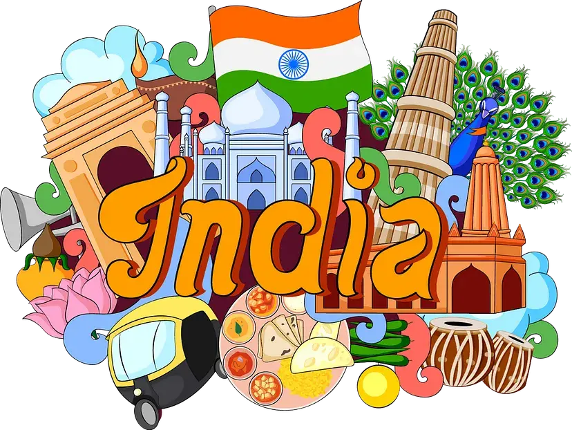 Doodle of Cultural Diversity of India