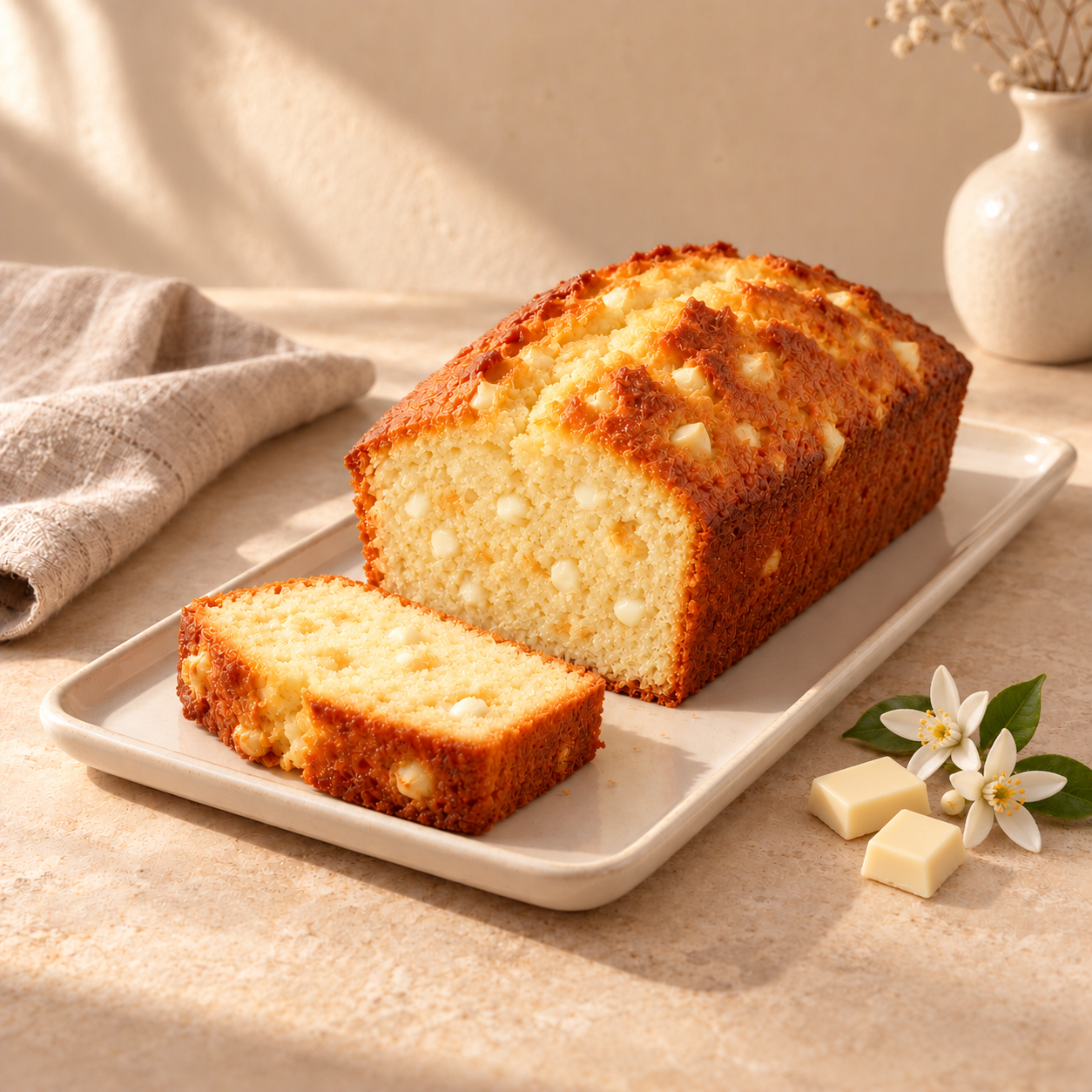 Cake à la fleur d’oranger & au chocolat blanc — 6 parts