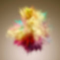 Explosion of yellow, red and aqua powder