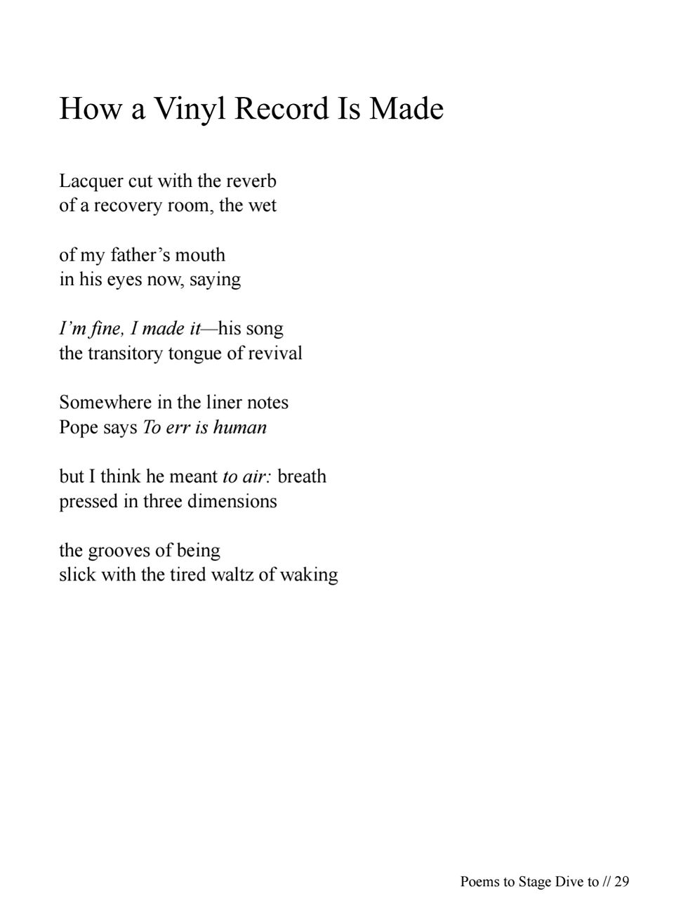 Thumbnail: Poems to Stage Dive to