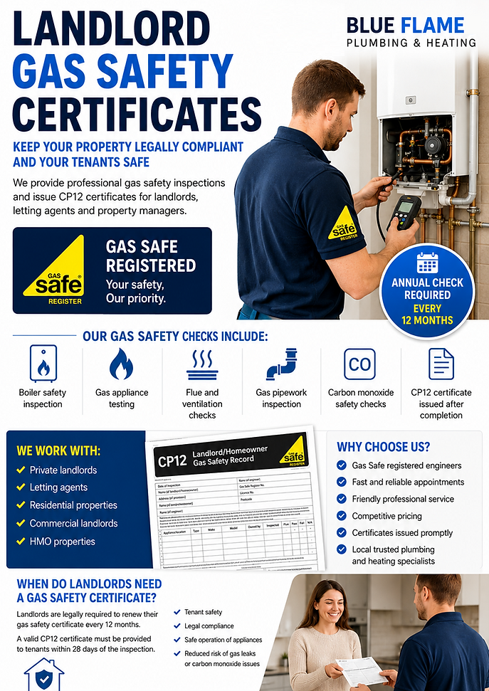 Gas engineer carrying out a landlord gas safety inspection on a domestic boiler – Image relates to landlord gas safety certif