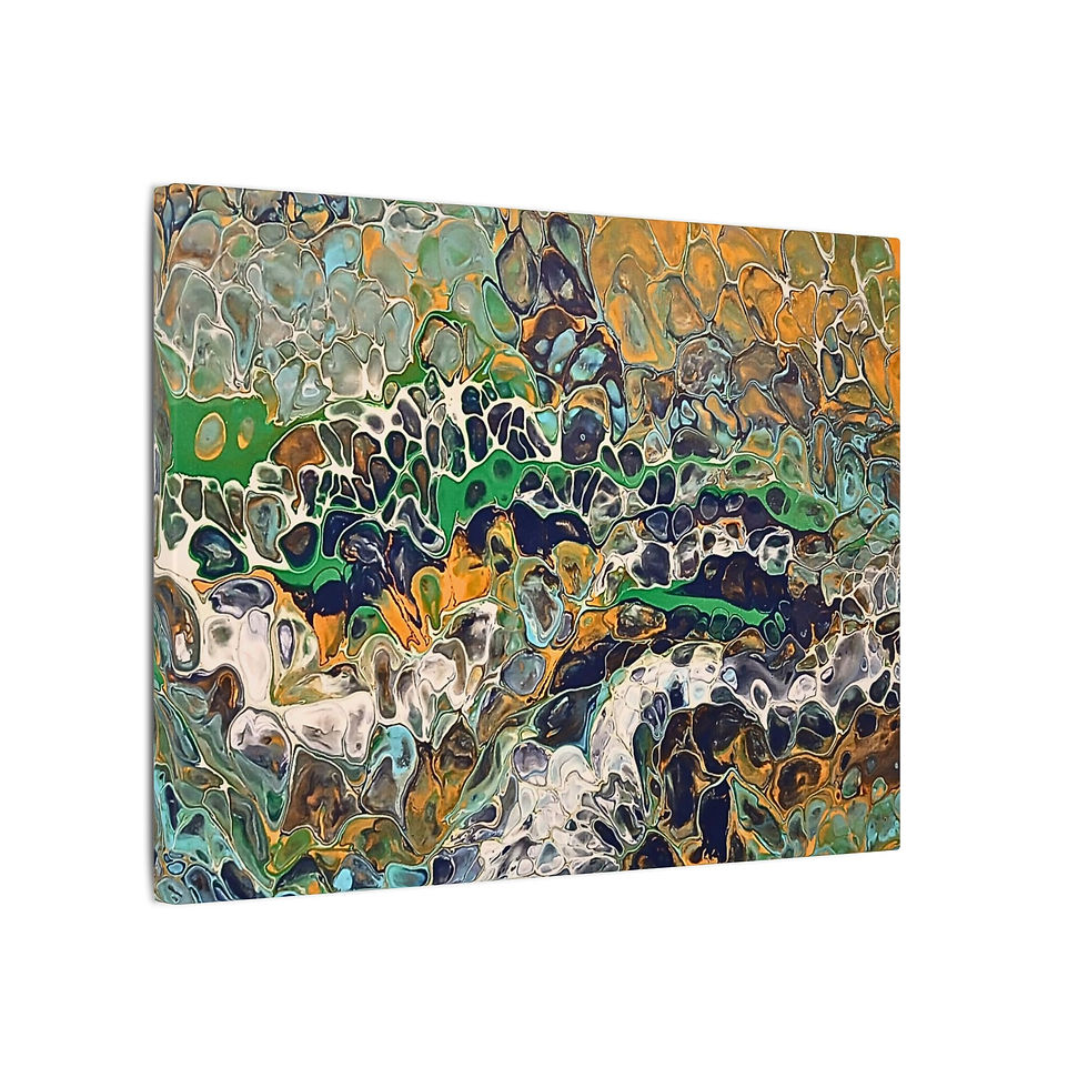 Thumbnail: Abstract Fluid Art Canvas Print of Original | Green Gold Acrylic Pour Painting