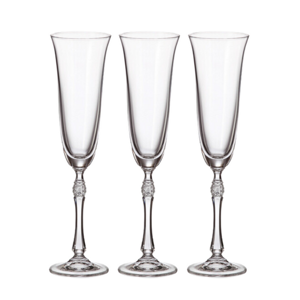 CONJUNTO DE 6 TAÇAS BOHEMIA CHAMPAGNE 190ML PARIS WATERFALL