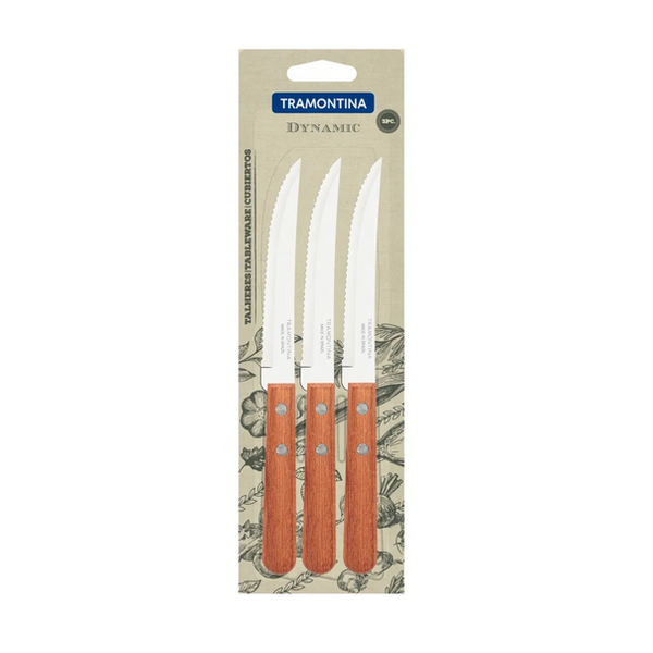 SET X 3 FACAS CABO MADEIRA TRAMONTINA