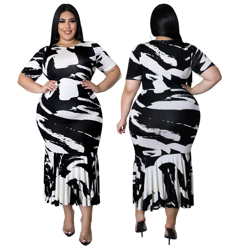 Thumbnail: Graffiti Print Stitching Elegant Casual Dresses
