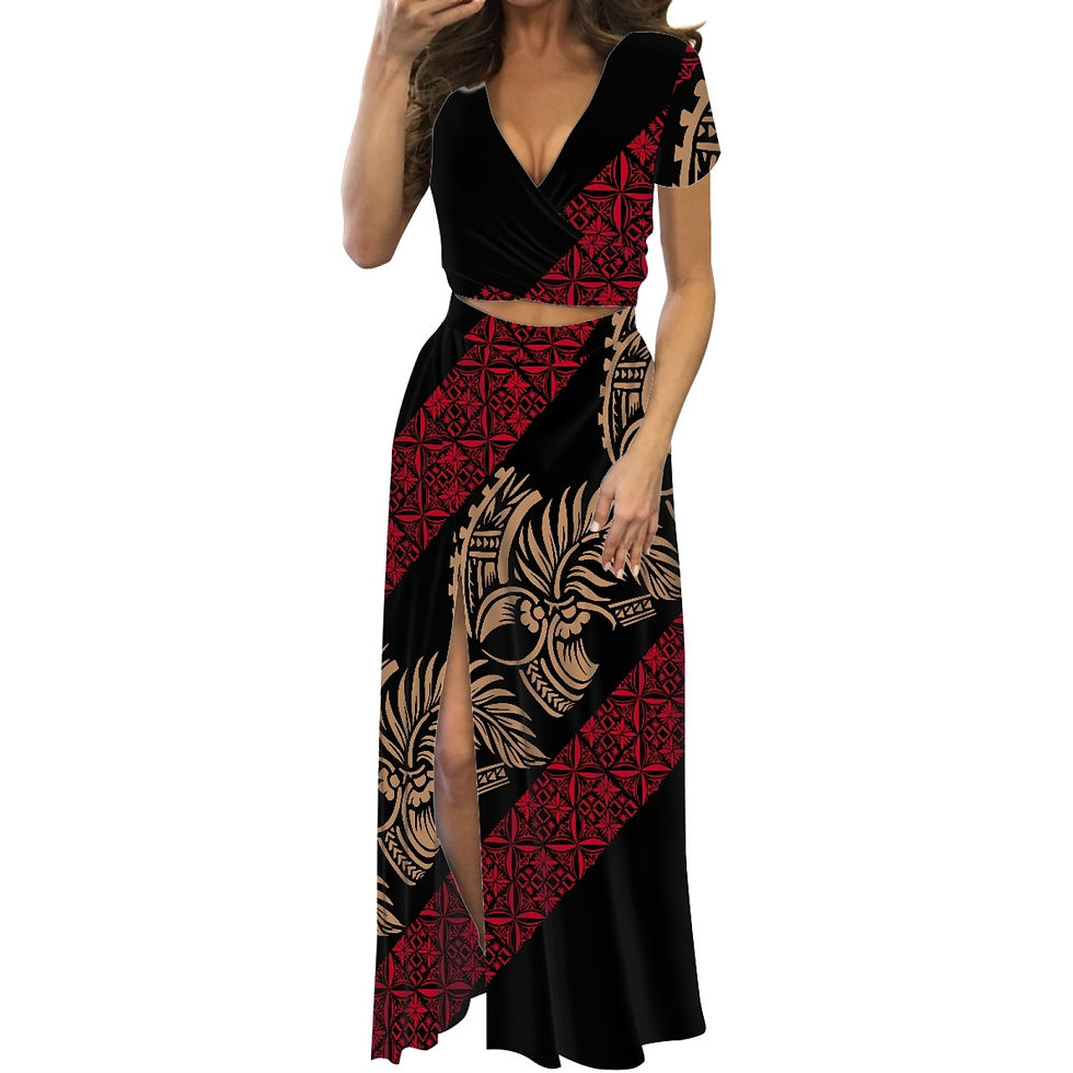 Thumbnail: Custom Purple Elegant Crop Top and Slit Long Skirt