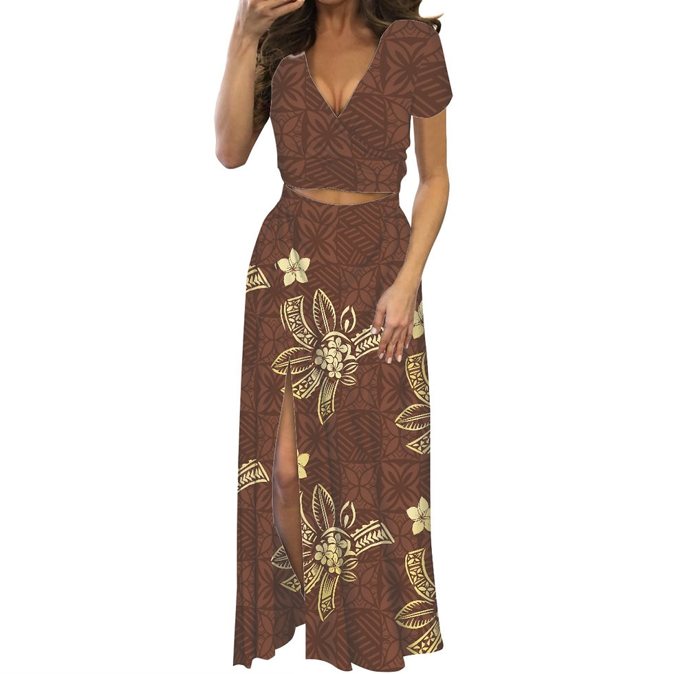 Thumbnail: Custom Purple Elegant Crop Top and Slit Long Skirt