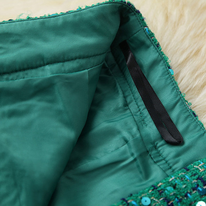 Thumbnail: Tweed Plaid Blazer Jacket High Waist Skirt Suit
