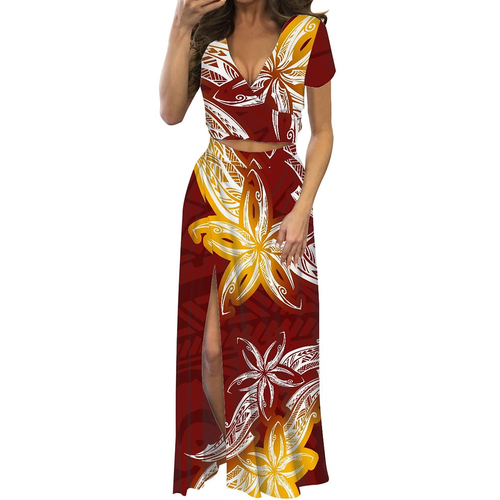 Thumbnail: Custom Purple Elegant Crop Top and Slit Long Skirt