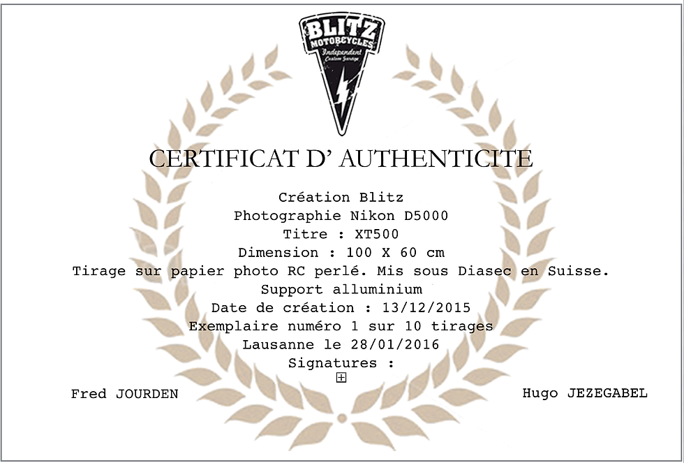 Certificat Photo Blitz
