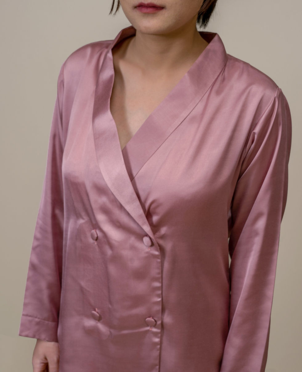 Thumbnail: Satin Double Breasted Pyjama Set