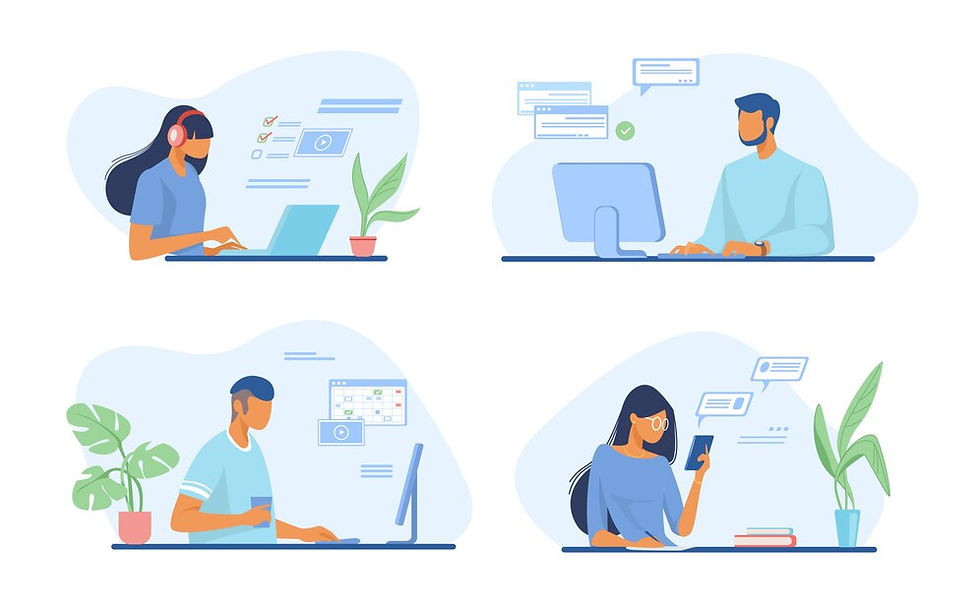 personnes-utilisant-ensemble-applications-ligne