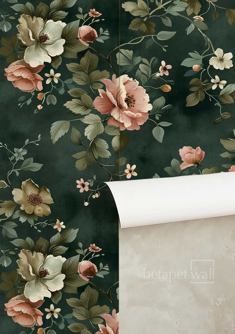 Vintage Baroque Peonies Pattern Wallpaper