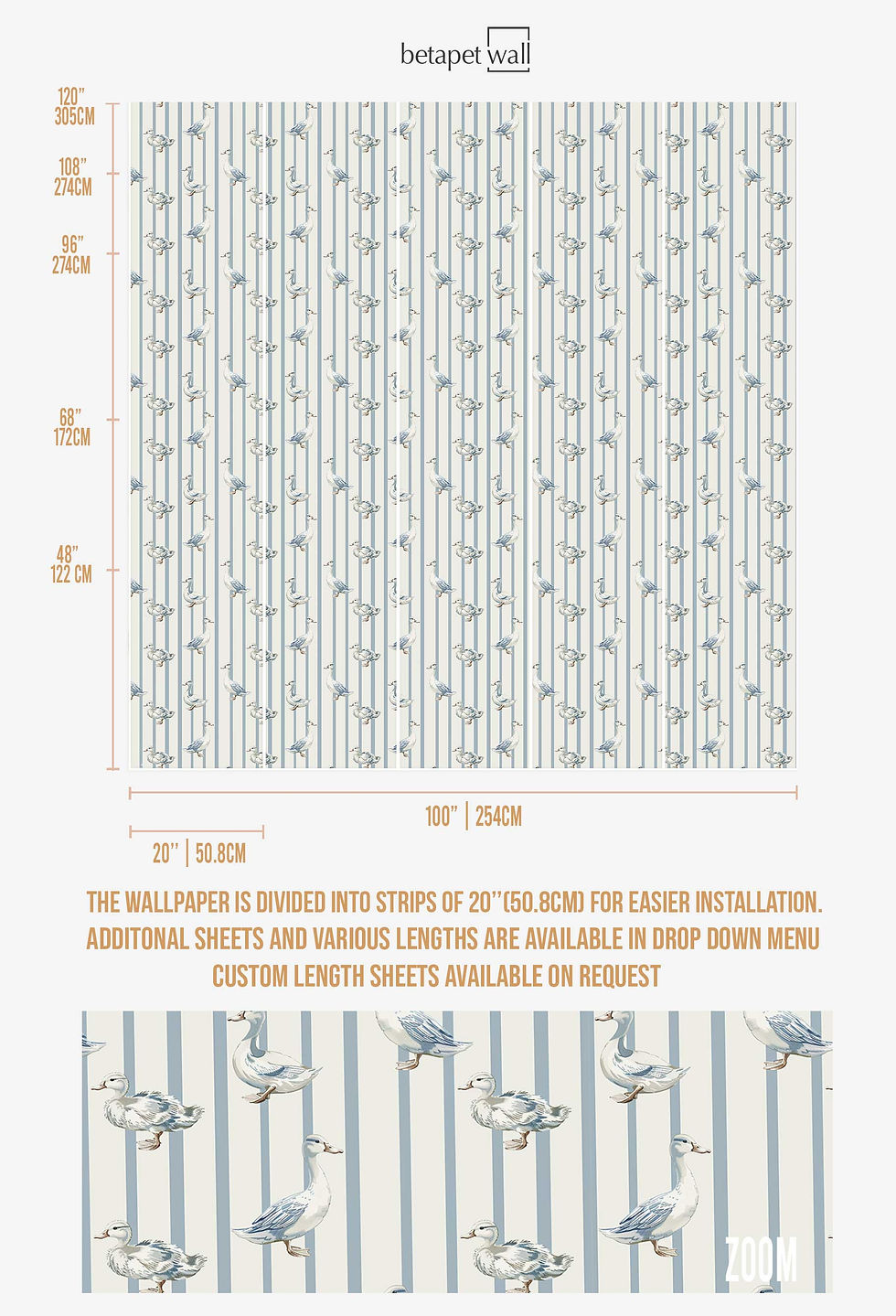 Thumbnail: Wallcovering with playful ducklings and striped design