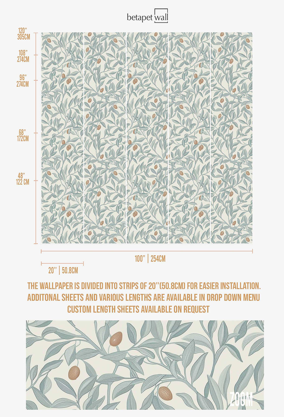 Thumbnail: Wallcovering featuring soft pastel olive leaves and fruits for a calming effect