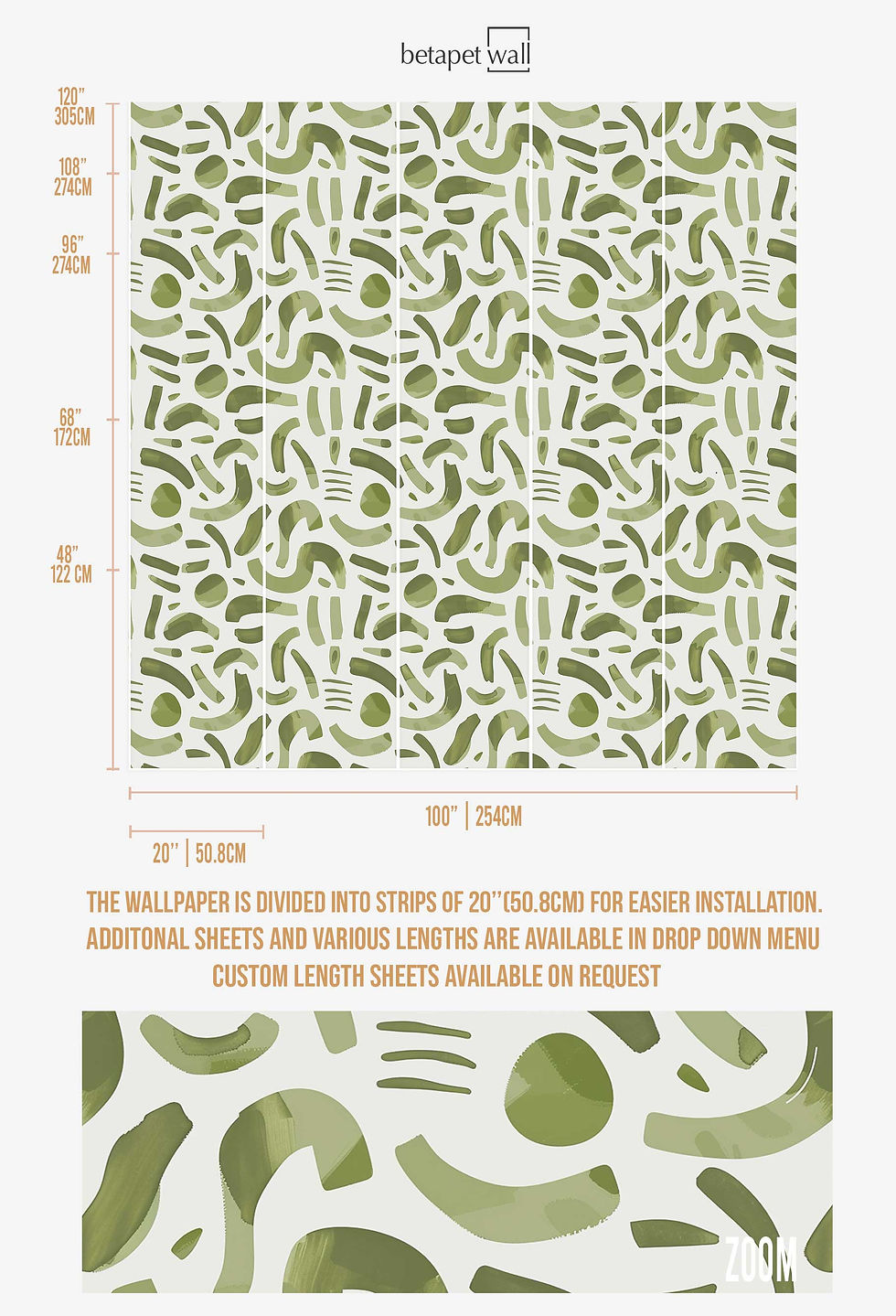 Thumbnail: Decorative wallpaper with minimalist olive green shapes.