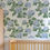Thumbnail: Removable wallpaper with pale blue hydrangea pattern and green leaves.