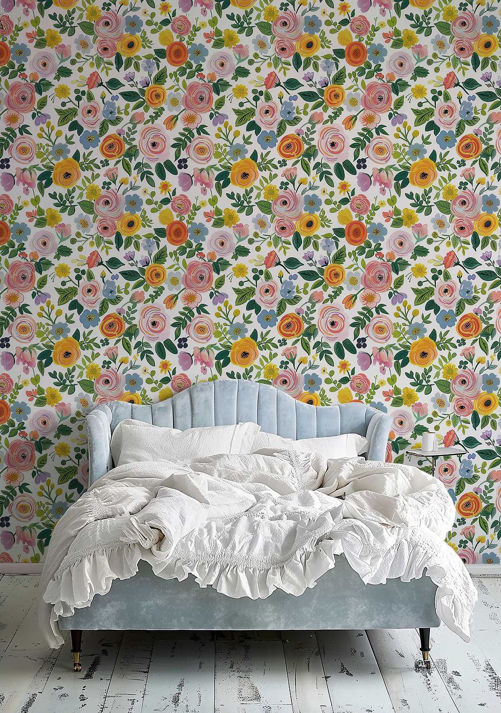 Thumbnail: Modern floral wallpaper with a joyful summer garden theme, showcasing a mix of vibrant pastel flowers